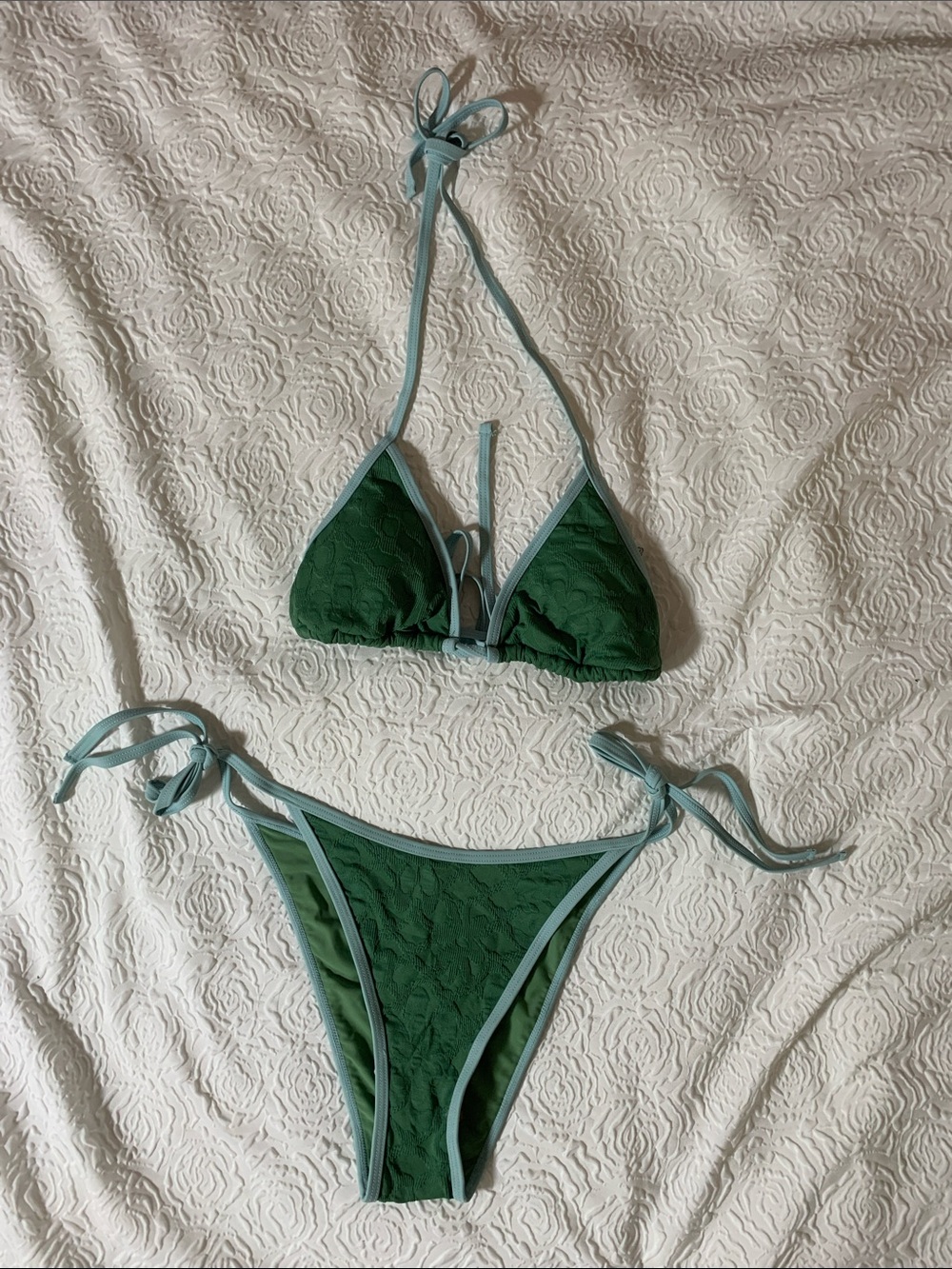 NWT BERLOOK Emerald Green Triangle Bikini Set, Size M